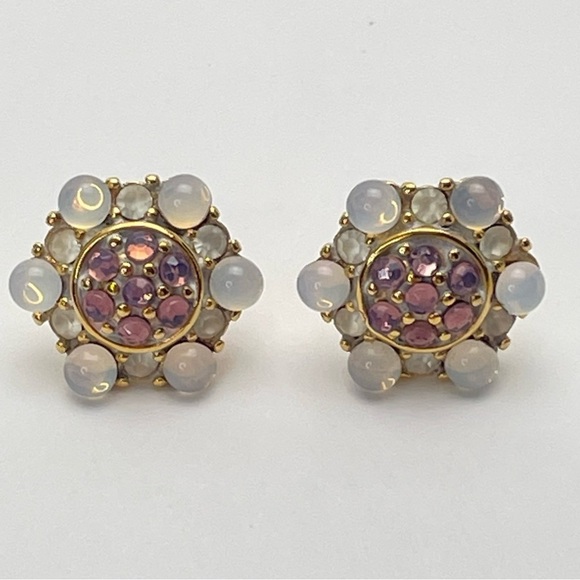 Monet Moon-glow Floral Brooch & Pierced Earrings Set - Picture 6 of 9